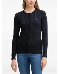 GANT - Cable-Knit Buttoned Cardigan - Lyst