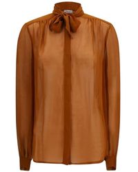 Lardini - Tie-Neck Semi-Sheer Blouse - Lyst
