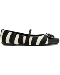 Ferragamo - Vara Zebra-Print Bow Ballet Flats - Lyst