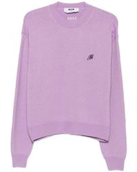 MSGM - Logo-Embroidered Crew-Neck Sweater - Lyst