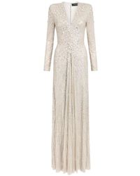 Jenny Packham - Eve Sequin-Embellished V-Neck Dress - Lyst