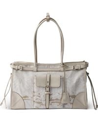 Prada - Bonnie Large Printed Linen And Leather Handbag - Lyst