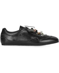 Cecilie Bahnsen - Blaise Bead-Embellished Leather Sneakers - Lyst
