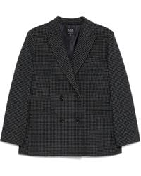 A.P.C. - Double-Breasted Anthracite Wool Blazer - Lyst