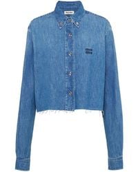 Miu Miu - Chemise en jean à logo brodé - Lyst