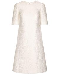 Dolce & Gabbana - Floral-jacquard Midi Dress - Lyst