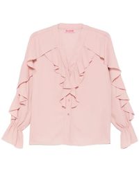 Carla G - Erug Ruffled V-Neck Blouse - Lyst