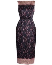 Erdem - Printed Textured-Satin Midi Dress - Lyst