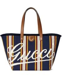 Gucci - Striped Logo-Embroidered Tote Bag - Lyst