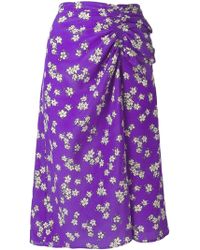 P.A.R.O.S.H. Falda fruncida con motivo floral - Morado