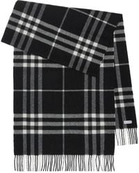 Burberry - チェック フリンジ カシミアスカーフ - Lyst