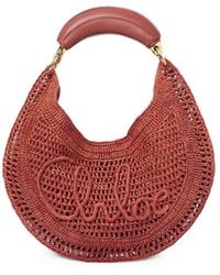 Chloé - Logo-Embroidered Raffia Tote Bag - Lyst