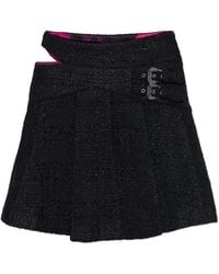 Versace Jeans Couture - Buckled Cut-Out Mini Pleated Skirt - Lyst