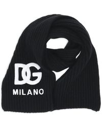 Dolce & Gabbana - Logo-Embroidered Ribbed-Knit Scarf - Lyst