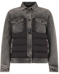 Moorer - Quilted-Panel Denim Jacket - Lyst