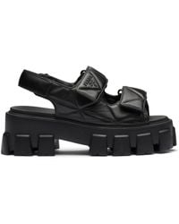 Prada - Triangle-logo Quilted Leather Sandals - Lyst