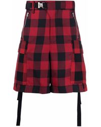 Sacai - Karierte Cargo-Shorts Mit Gürtel - Lyst