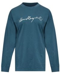 MM6 by Maison Margiela - Long-Sleeve Overdyed Handwritten-Print T-Shirt - Lyst