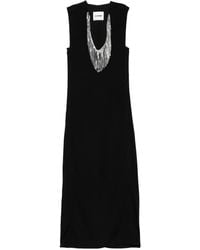 Jil Sander - Robe Longue En Résille À Franges - Lyst