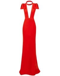 Gemy Maalouf - Bow-Detail Plunge-Neck Dress - Lyst