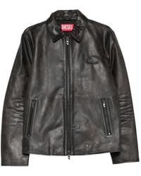 DIESEL - Oval D Leather Jacket - Lyst