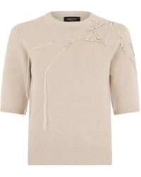 Fabiana Filippi - Gauze Crystal-Embellished Short-Sleeve Sweater - Lyst