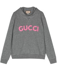 Gucci - Logo-embroidered Wool Hoodie - Men's - Cotton/acrylic/polyester/wool - Lyst
