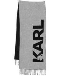 KARL LAGERFELD - Fringed Logo Scarf - Lyst