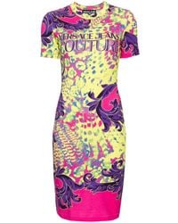 Versace - Animalier Graphic-print Midi Dress - Lyst