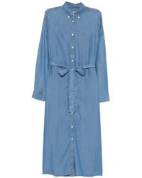 GANT - Buttoned Belted Midi Dress - Lyst