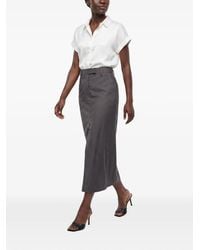 Brunello Cucinelli - Midi High-Waisted Front-Slit Skirt - Lyst