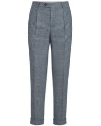 Brunello Cucinelli - Comfort Wool And Cashmere Prince Of Wales Flannel Trousers With Pleat - Lyst