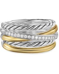 David Yurman - Anillo Crossover Five Row de 11 mm en oro amarillo de 18 ct con diamantes - Lyst