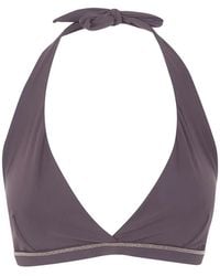 Brunello Cucinelli - Top De Bikini Estilo Bandeau Con Apliques - Lyst
