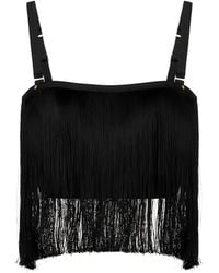 Elisabetta Franchi - Tulle Top With Fringes - Lyst
