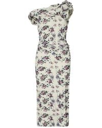 Tory Burch - Floral-Print Velvet Midi Dress - Lyst