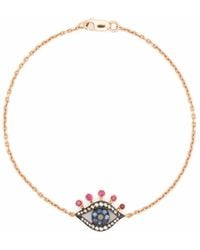 Monan - 18Kt Rose Evil Eye Diamond, Sapphire And Ruby Bracelet - Lyst