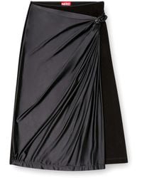 DIESEL - Jupe midi drapée avec finition en chintz - Lyst