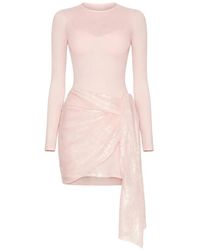 Area - Vestido Corto Drapeado Con Lentejuelas - Lyst