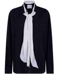 Sacai - Tie-Neck Long-Sleeve Shirt - Lyst