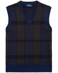 Polo Ralph Lauren - Plaid Wool-Cotton Sleeveless Jumper - Lyst