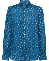 Barba Napoli - Leinenhemd mit Paisley-Print - Lyst