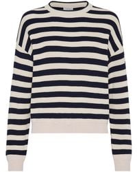 Brunello Cucinelli - Striped Cotton-Knit Jumper - Lyst