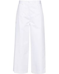 Semicouture - Side-slits Cotton Cropped Trousers - Lyst
