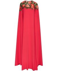 Oscar de la Renta - Camellia Floral-embroidery Dress - Lyst