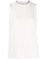 Fabiana Filippi - Rhinestone-embellished High-neck Top - Lyst