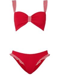 Hunza G - Bikini Met Ruches En Gingham Ruit - Lyst