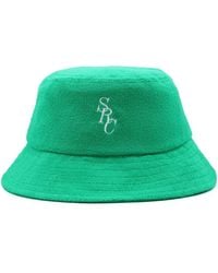 Sporty & Rich - Logo-print Cotton Bucket Hat - Lyst