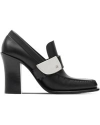 Burberry - Leather London Shield Heeled Loafers 90 - Lyst