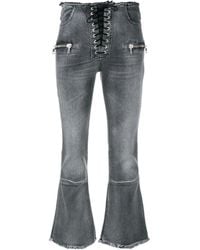 Unravel Project - Laceup Flare Cropped Jeans - Lyst